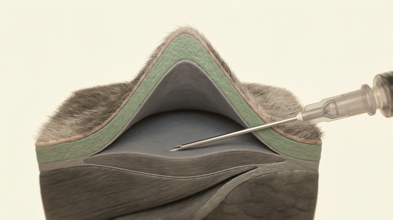 Needle angle, in cross-section